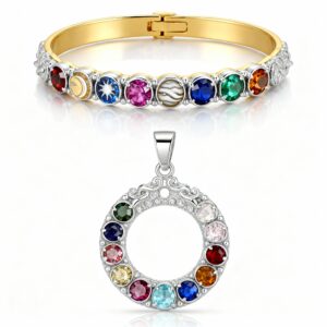 Navratna Bracelet + Pendant combo